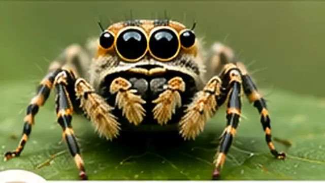 Jumping spider with eight legs and no antennae for arachnid photo identification